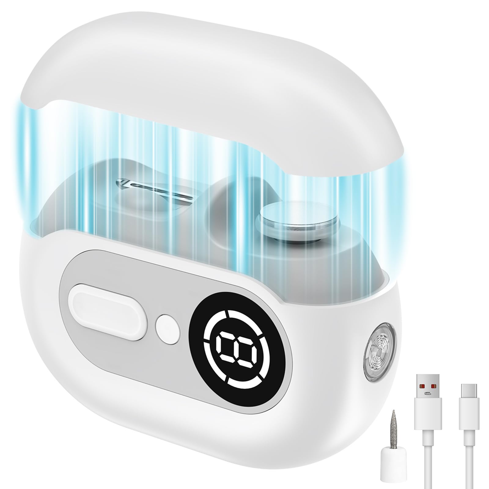 4-in-1 Electric Nail Clipper for Seniors & Baby - USB Rechargeable Trimmer with 2 Speeds, Magnetic Cover & Scrap Collector, Safe Fingernail & Toenail Clipper for Kids Adults