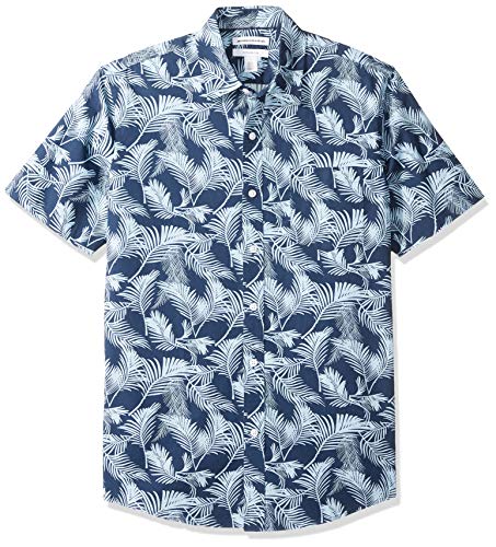 Amazon Essentials Men's Slim-Fit Short-Sleeve Print Shirt, Palm Leaf, Medium