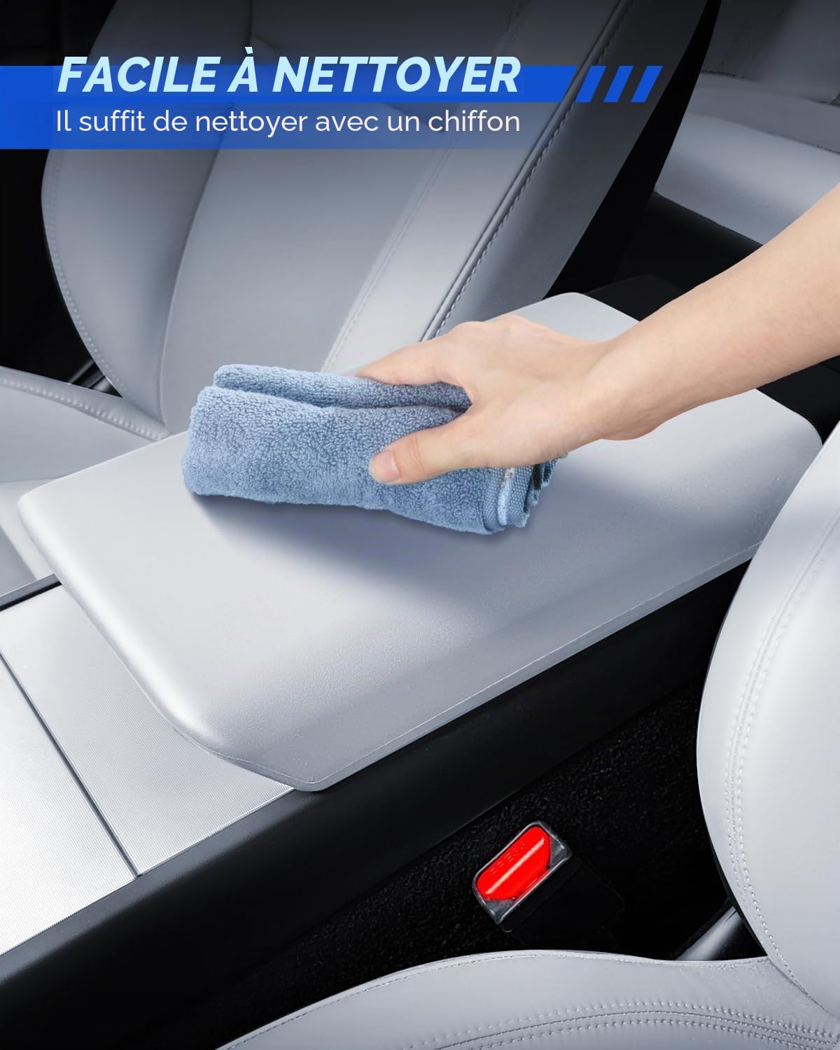 Couvercle d’Accoudoir Central pour Tesla Model Y 2025-2026 et Model 3 2024-2026 Protection en TPE Étanche et Antidérapant Tesla Juniper Highland Accessoires (Blanc)