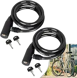 Kit 2 Cadeados Para Bicicleta 65cm, Cabo De Aço de 12mm Revestido – 2 Chaves – Cadeado Para Bike