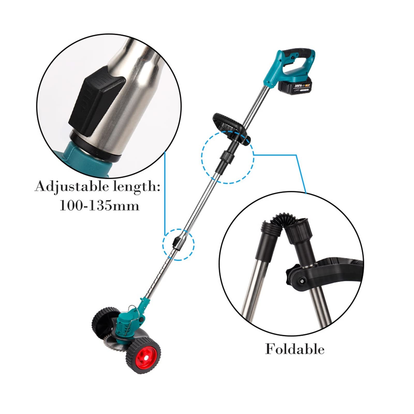 Cortacésped eléctrico Plegable de Mano, Recortadora eléctrica Ajustable con Accesorios, Herramienta poda jardín,Mantenimiento eficiente del jardín(NO Roll Set)