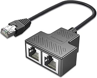 Ethernet Splitter, AKWOR RJ45 1 Male to 2 Female LAN Ethernet Cable Splitter Suitable Super Cat5, Cat5e, Cat6, Cat7 LAN Ethernet Socket Connector Adapter…