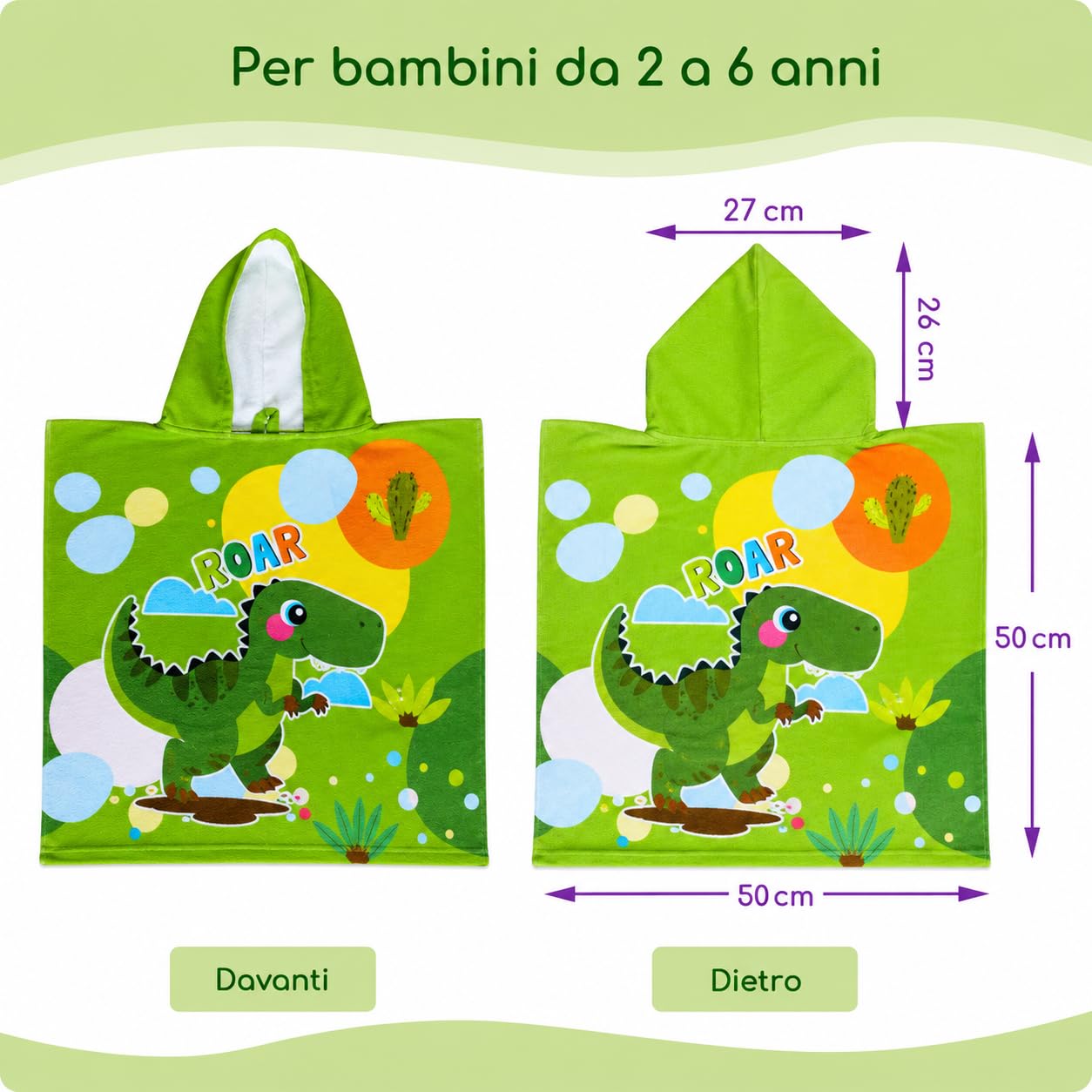 CARTOON Ponczo morskie szlafrok kąpielowy z mikrobawełny, na plażę, basen, 50 x 100 cm