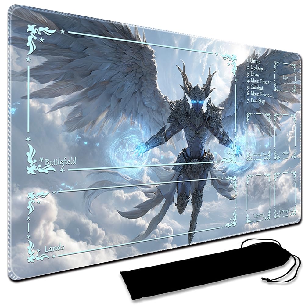 MTG Playmat,With Waterproof Storage black Bag Szie 60 x 35CM , With Zone MTG playmat Stitched Edges Game Play Mat Trading Card Game Playmats TCG Game Mat (With Zone,4)