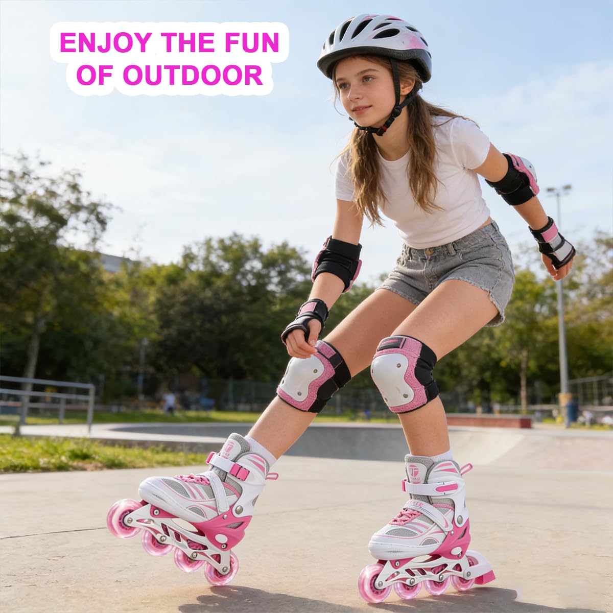 ERNAN Rollers en Ligne,Patins à roulettes en Ligne Réglables pour Enfants Filles Garçons Débutants,Patins à roulettes en Ligne avec Roues LED Idéales pour Les Garçons Filles Homme Femme