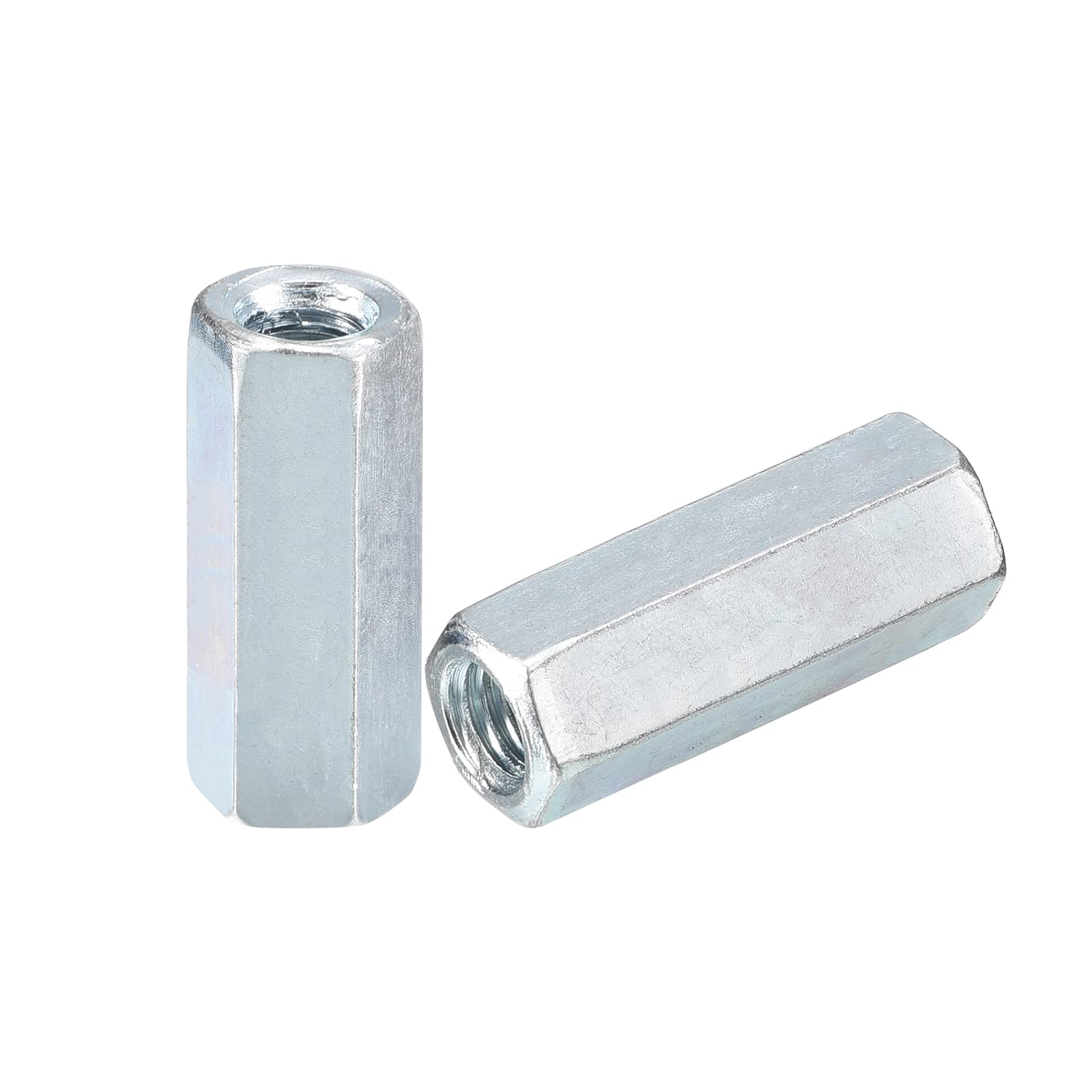 sourcing map 5pcs M6x10x25mm Coupling Nuts - Galvanized Carbon Steel Hex Threaded Rod Coupler for Furniture, Electronic, Industrial