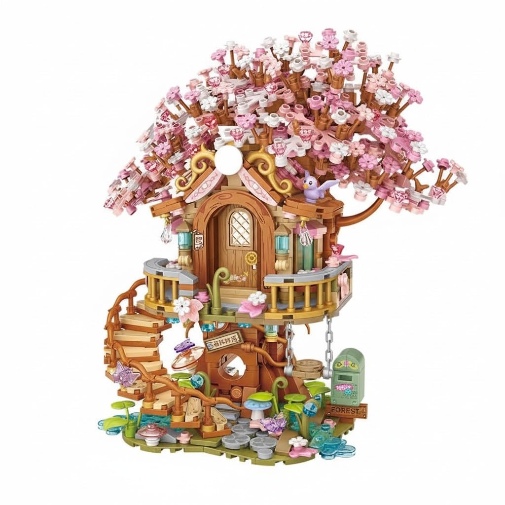 SKY LINE OCEAN Japanese Cherry Blossom Tree House Building Set, 1149+ Mini Blocks, DIY Pink Sakura House Kit with Pond & Swing, Creative Gift for Girls & Kids Ages 14+ | 6 Months Structural Warranty-image-26