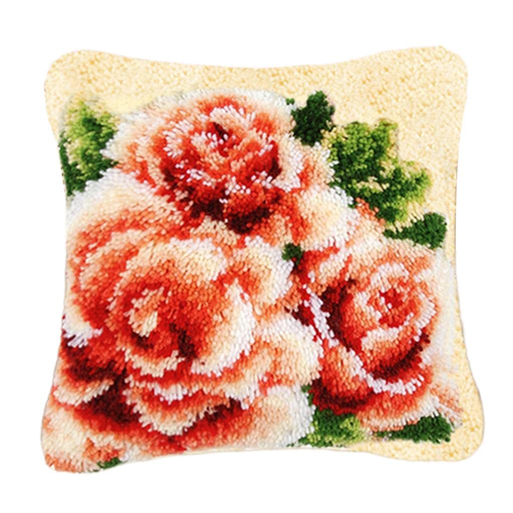calandis? flower pattern latch hook kits pillow case cushion cover 17x17'' flower 3 | latch hooking kits | latch hooking | rug making | needlecrafts & yarn