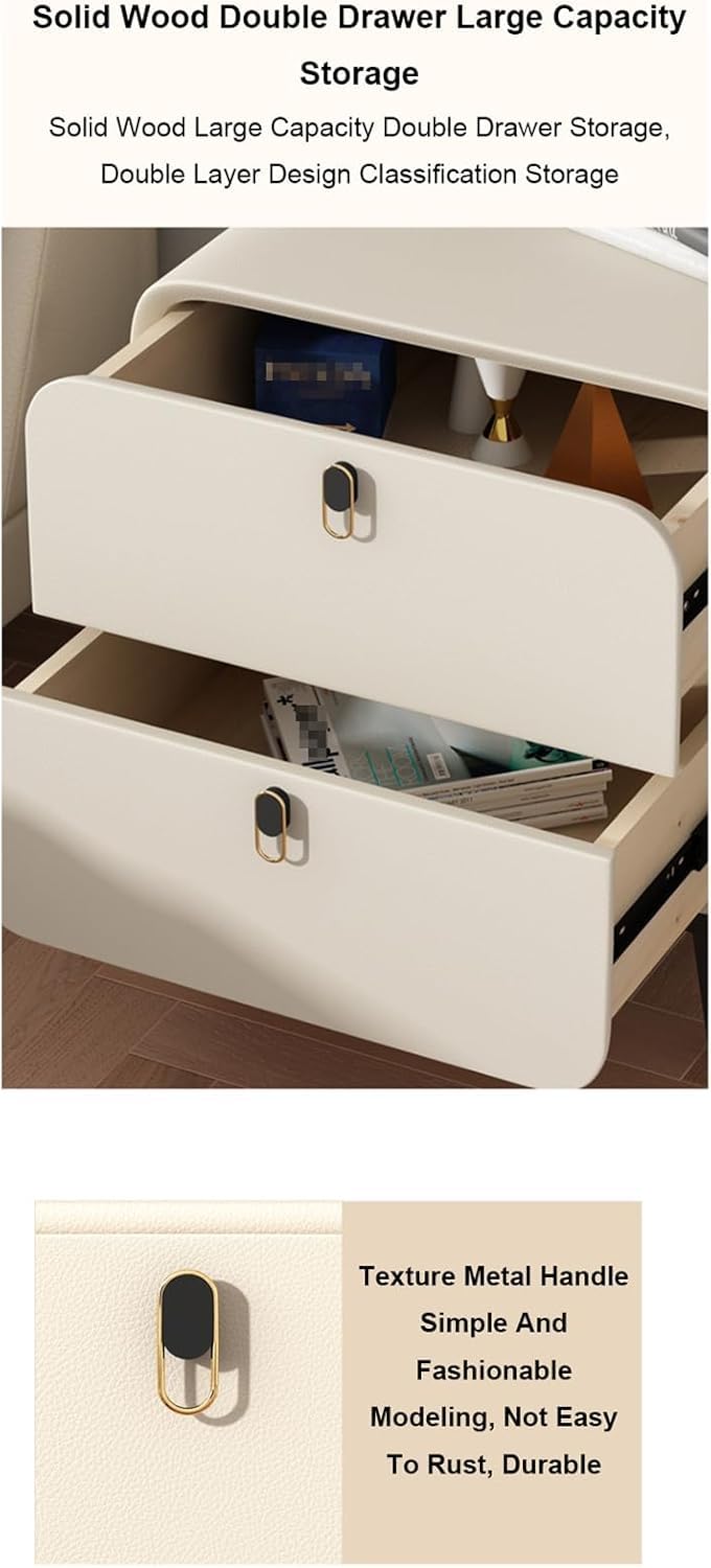 Modern nachtkastje vloerstaande massief houten nachtkastjes met soepel verschuifbaar nachtkastje met 2 lades bijzettafel