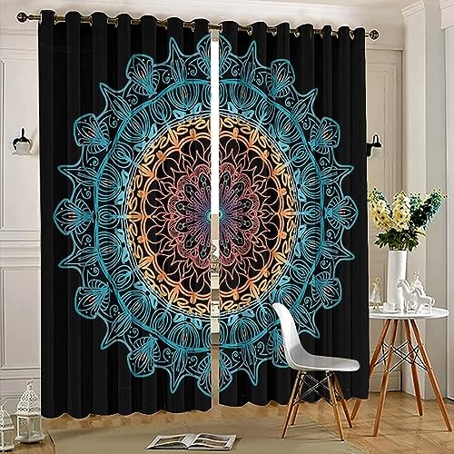 BOONGA Bohemian Floral Blickdichte Gardinen Verdunkelungsvorhange 2er Set - Geometrische Textur Wärmeisolierende Vorhänge mit Ösen für Wohnzimmer Schlafzimmer Blackout Curtains, 245 x 132 cm BOONGA Bohemian Floral Blickdichte Gardinen Verdunkelungsvorhange 2er Set - Geometrische Textur Wärmeisolierende Vorhänge mit Ösen für Wohnzimmer Schlafzimmer Blackout Curtains, 245 x 132 cm
