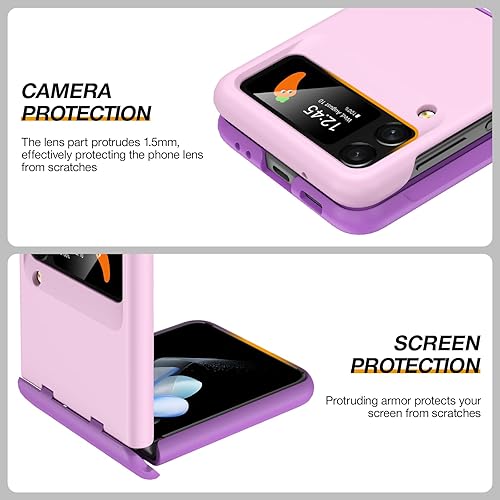 Miniatura 6 de Vizvera Funda para Samsung Galaxy Z Flip 4 con protección de bisagra, cubierta completa Flip z 4, todo incluido, protección de tecla de volumen,