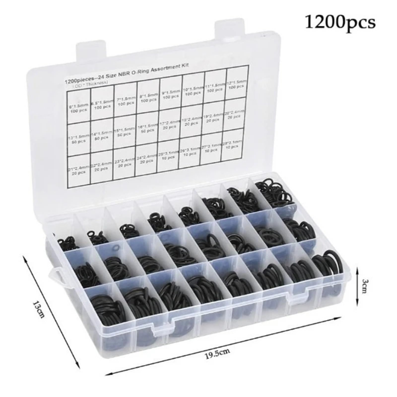 Juego de juntas tóricas goma 1200 Uds., Kit sello cilindro hidráulico, plomería paso alambre, anillos silicona, accesorios for coche a prueba aceite para fontanería, reparación