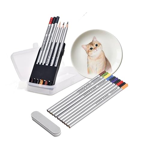 YOKKBRUN Set of 10 Underglaze Pencils, Glaze Tools for Pottery, Most Popular Colors for Decorating Under Glaze Ceramic, Free and Non-Toxic Core of Concentrated Pigment (Set of 10 Colors) - set of 10