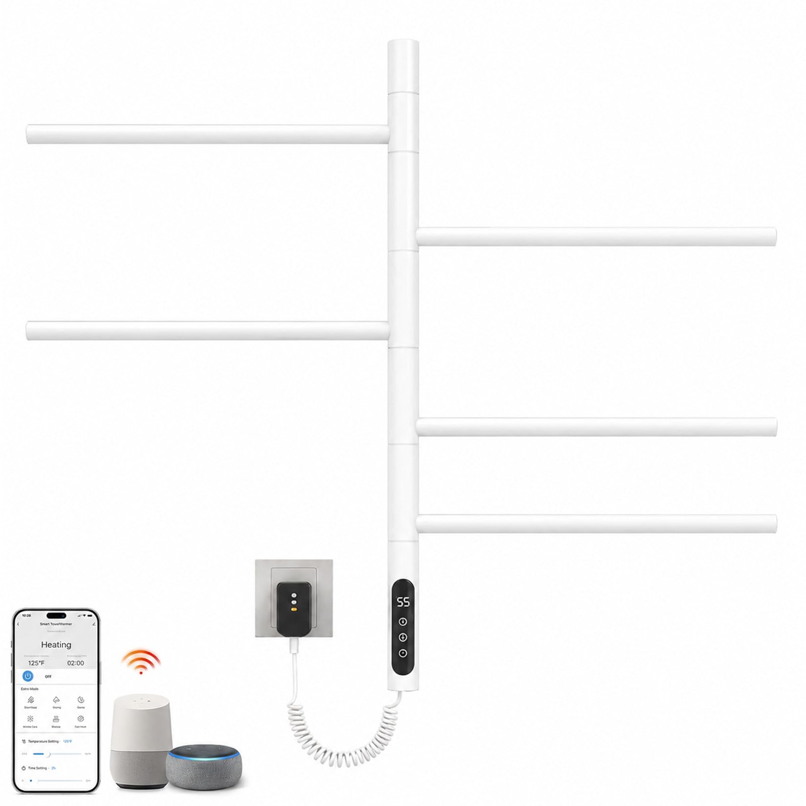 BANGBANGJI Riscaldamento Rapido, Scaldasalviette Elettrico per Bagno White