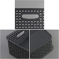 Vista 3 de Cesta de bandeja de papel de oficina, cesta de almacenamiento poco profunda de plástico, juego de 4, gris