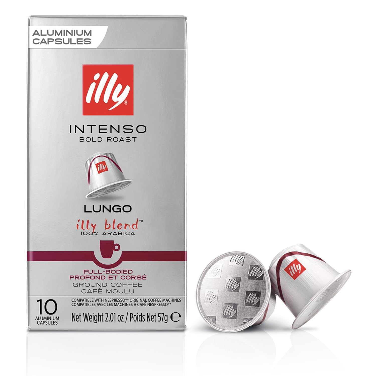 illyAluminum Espresso Capsules - Compatible with Nespresso Machines - Intenso Lungo Roast Coffee - Bold & Full of Flavor-Notes of Cocoa and Dried Fruit-Single Serve Capsules - 10 Count (Pack of 10)