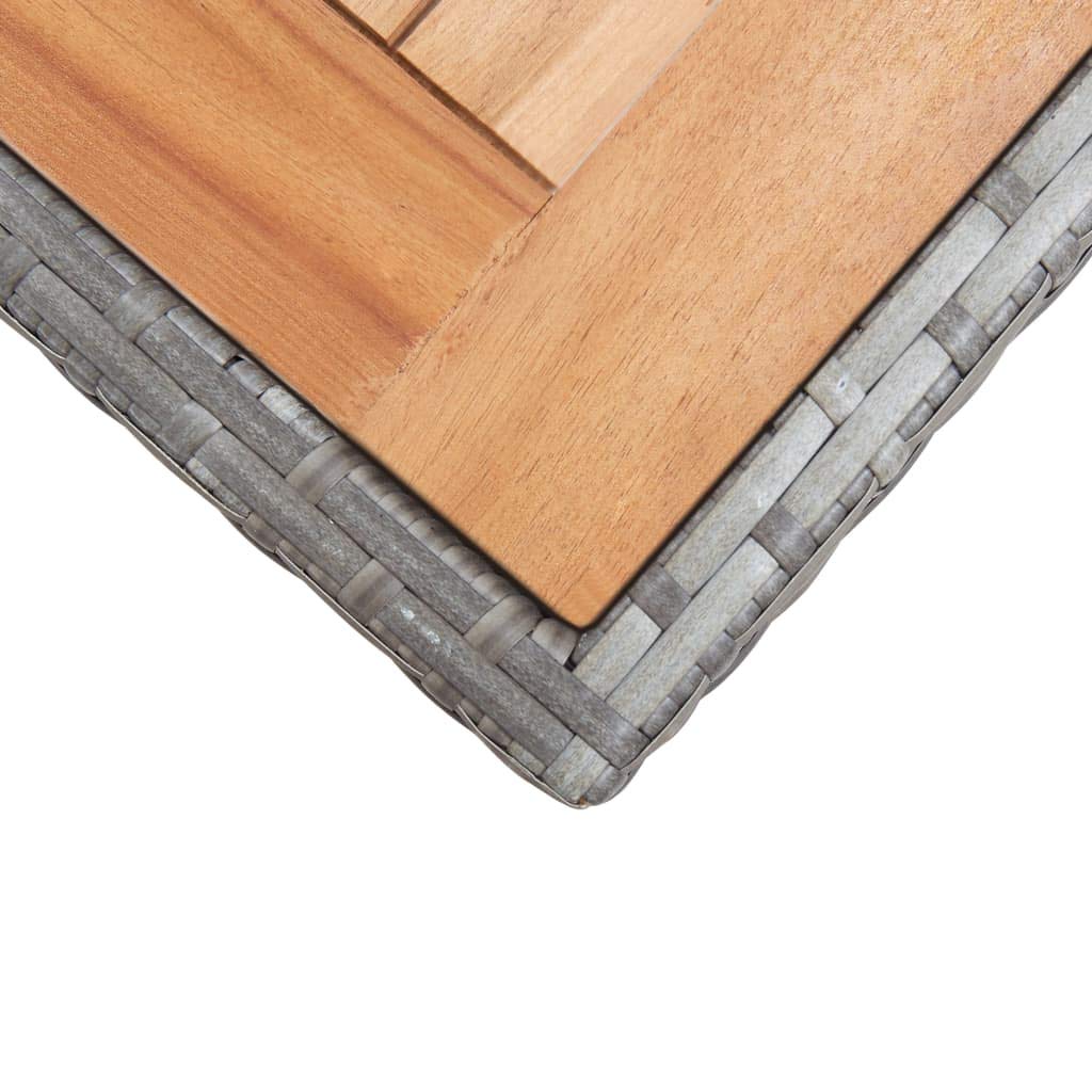 Stół ogrodowy z drewna akacjowego z malowaną proszkowo stalową ramą w kolorze antracytowym i brązowym, 123 x 60 x 74 cm, odporny na warunki atmosferyczne, stół tarasowy, do ogrodu, na
