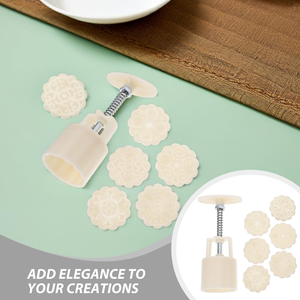 ABOOFAN Mooncake Mold Set with 12 Floral Stamps & 2 Molds – 3D Hand-Press for Artistic Mooncakes, Cookies, Fondant – 5.66x2.63x2.00 Inches, ABS Plastic – for Mid-Autumn Festival, DIY Baking, Home Chef