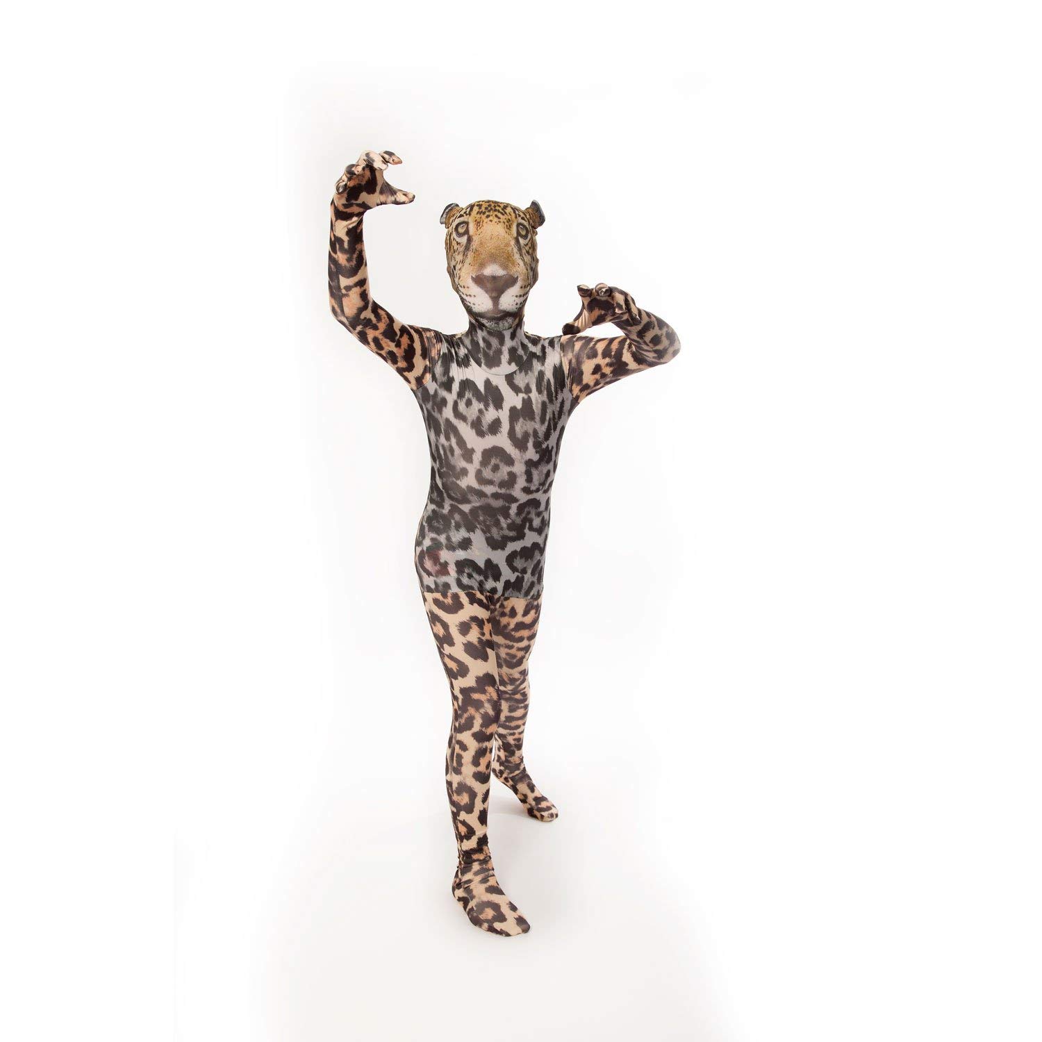 Morphsuits Costume Giaguaro Bambino, Tuta Halloween Bambino | Tuta Integrale con Stampa Maculata, Design Giaguaro Arancione, Perfetto per Halloween, Ideale per il Gioco di Ruolo