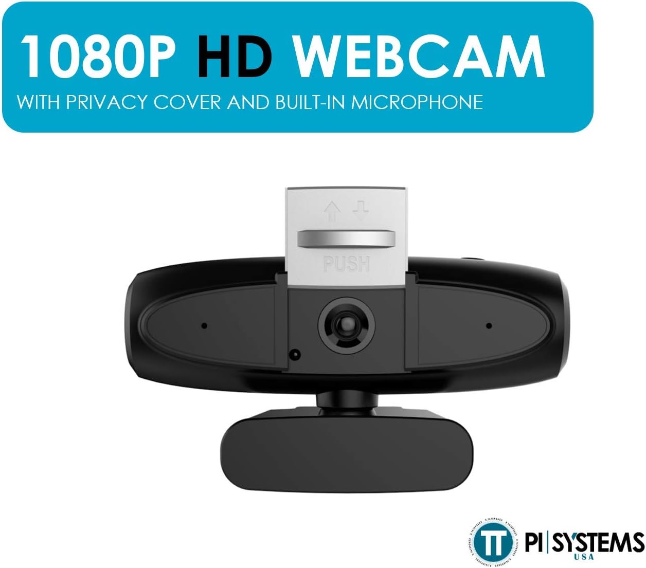 1080P HD Webcam with Adjustable Privacy Cover and Built-in Noise-Reduction Microphone - Sleek Black