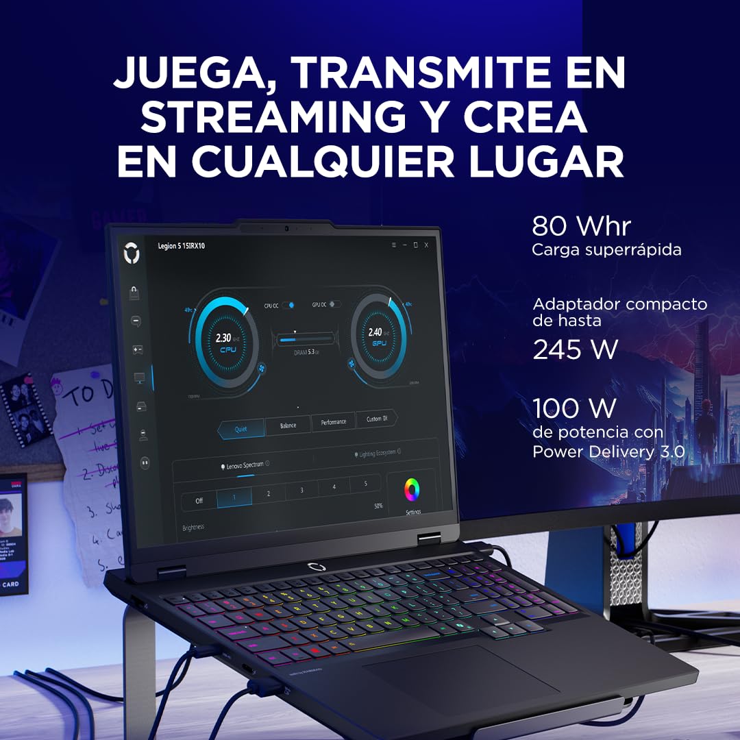 Lenovo Legion 5 Gen 10 – komputer przenośny do gier IA 15.1" WQXGA OLED (Intel Core i7-13650HX, NVIDIA GeForce RTX 5070, 32 GB RAM, 1 TB SSD, Wi-Fi 7, bez systemu operacyjnego) klawiatura RGB