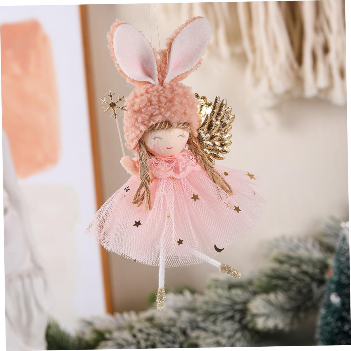 2pièces Ange Décoratif de Noël Suspendu Décoration Personnalisée pour Sapin de Noël Décoration pour Intérieur