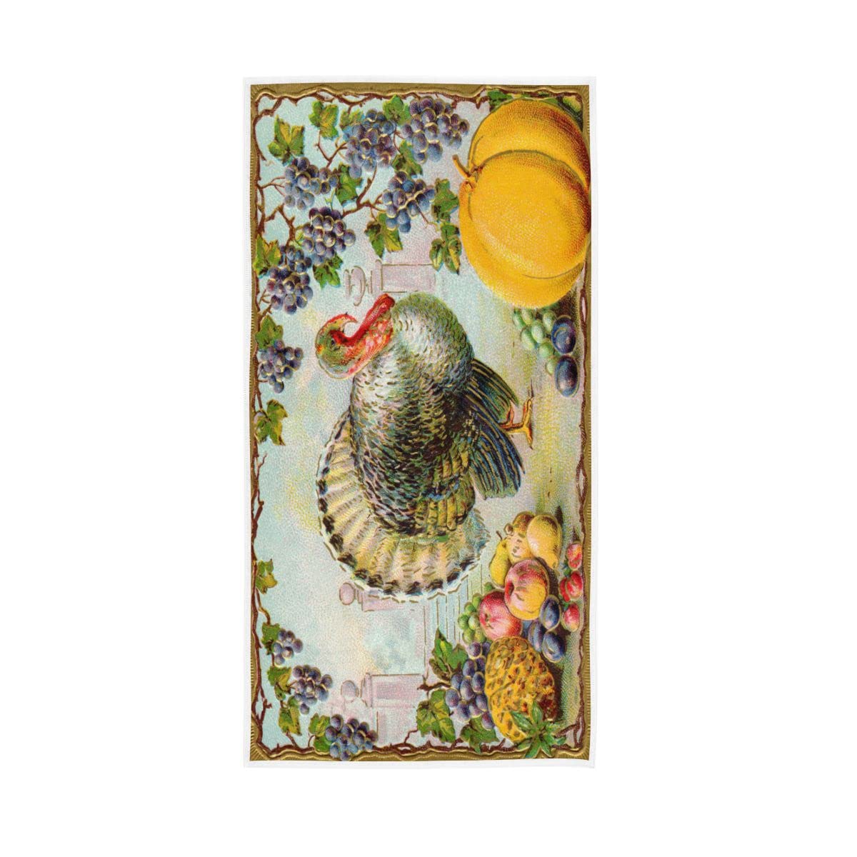 LSRCPD Vintage Thanksgiving Turkey Soft Bath Towel Large Hand Towels for Bathroom Hotel Gym Spa 30"x15"