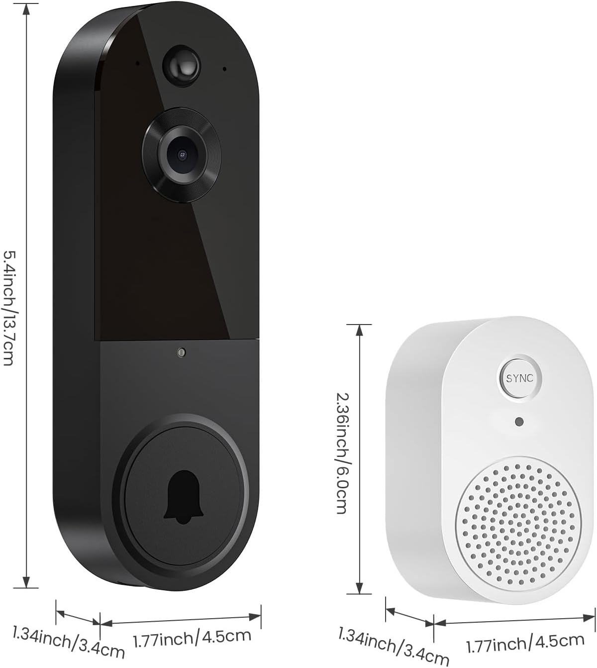 SHARKPOP 1080p Smart Wireless Video Doorbell Camera, Chime Ringer Included, AI Human Detection, 2-Way Audio, Live View, 2.4G WiFi, Night Vision, Cloud Storage, Battery Powered. 3 61