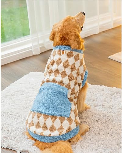 Miniatura 8 de Suéter de Navidad para perros grandes, chaleco de forro polar clásico a cuadros, abrigo de invierno para cachorros, ropa cálida para razas grandes,