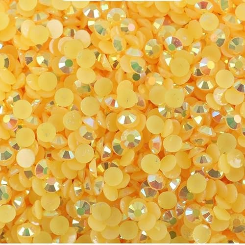 Yumekirara 2mm 1000粒 黄色 ミルキーストーン オーロラ加工 樹脂製 高分子ストーン うちわデコ デコストーン ネイルストーン ダイヤモンドアート (63イエロー, 2mm)