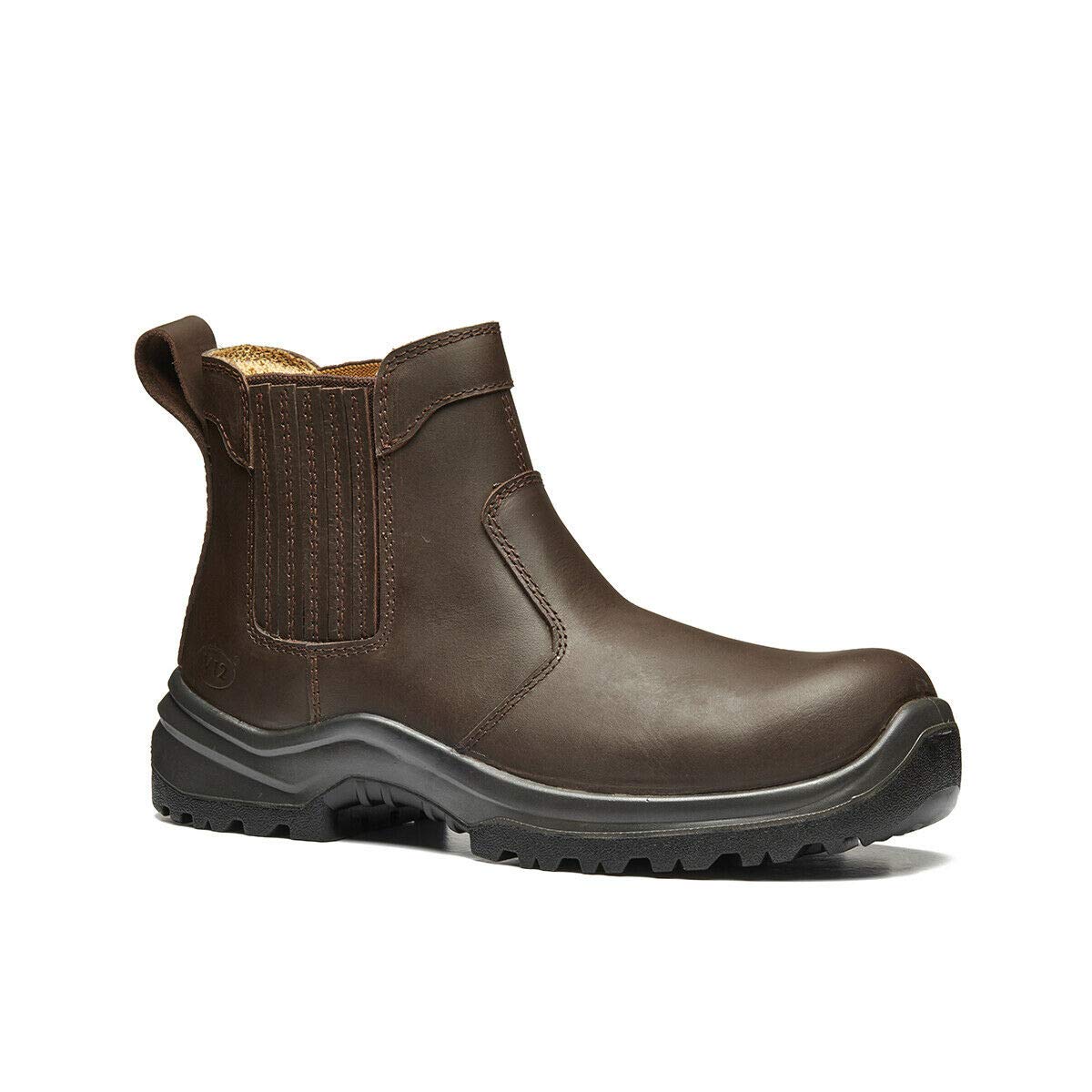 V12 Stallion S1P SRC Dealer Safety Boot - Brown Leather, Pull-On Design, Anti-Penetration Midsole, Composite Toe | Certified EN ISO 20345