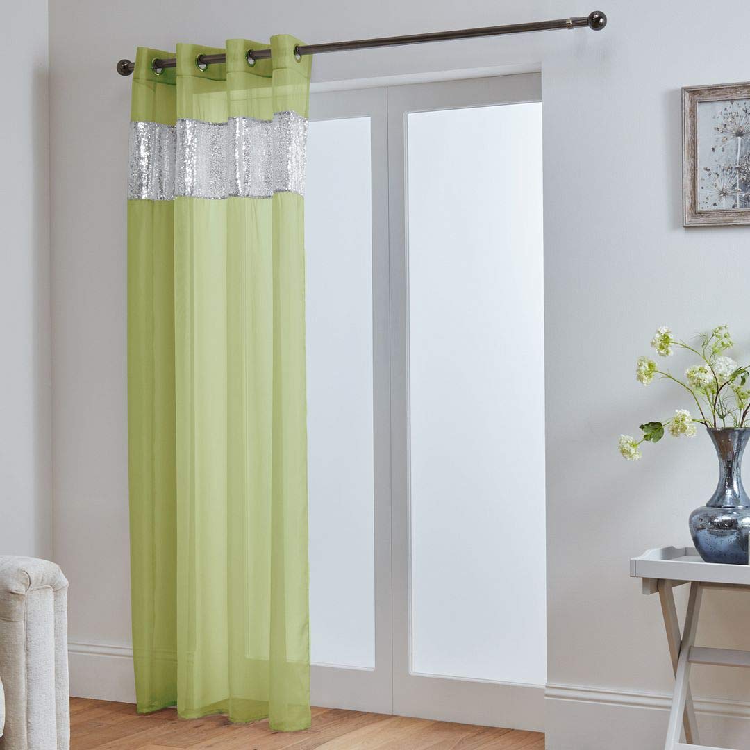 John Aird Sparkle Sequin Eyelet Voile Panel (Lime, 58" Wide x 72" Drop)