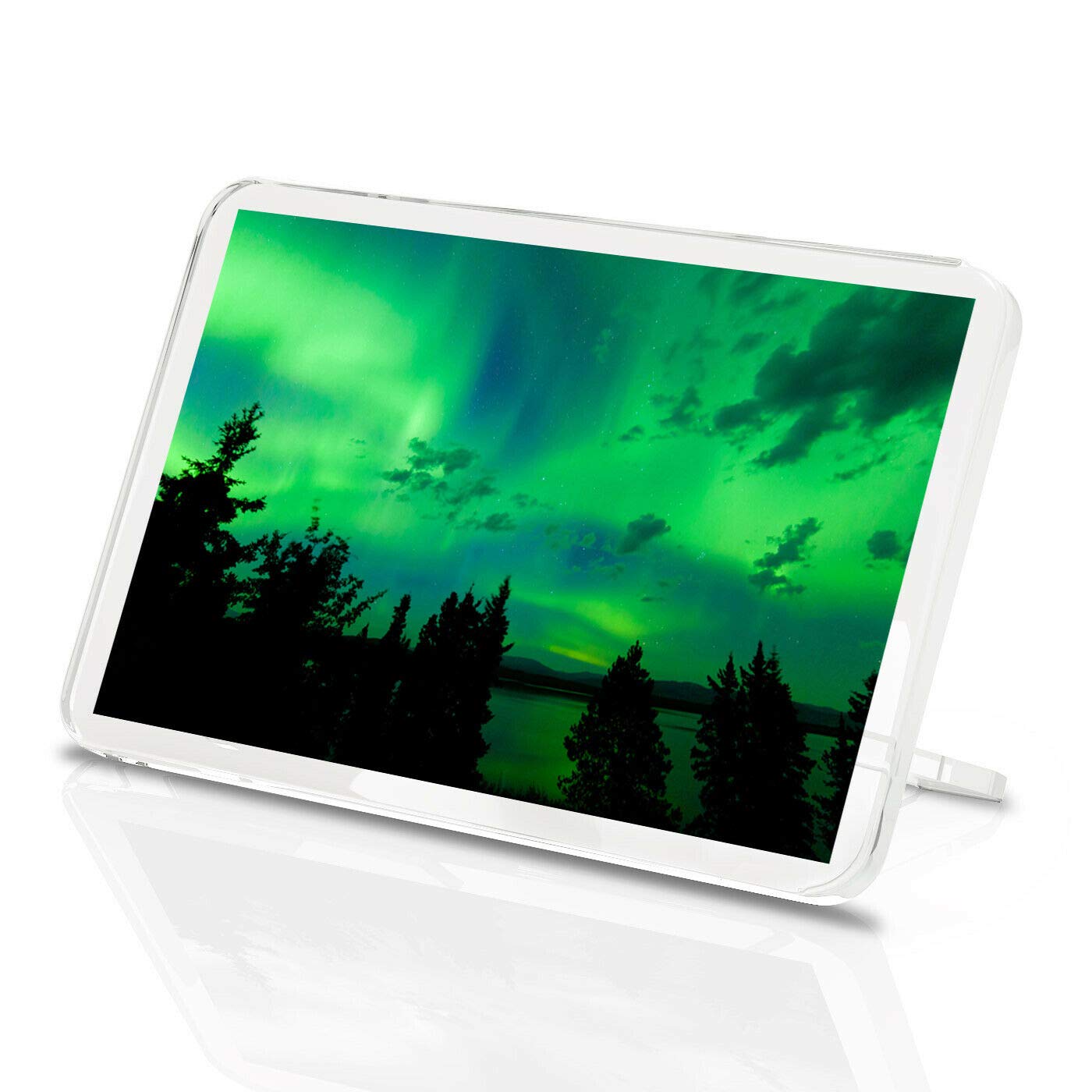 Destination Vinyl Magnets Multicolor Northern Lights Classic Fridge Magnet - Aurora Borealis Trees Forest #8579