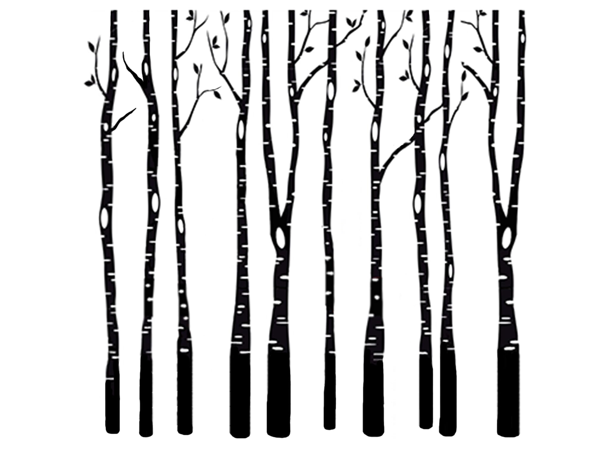 Birch Trees 2 Pcs 4 Inch Black Fused Glass Decals