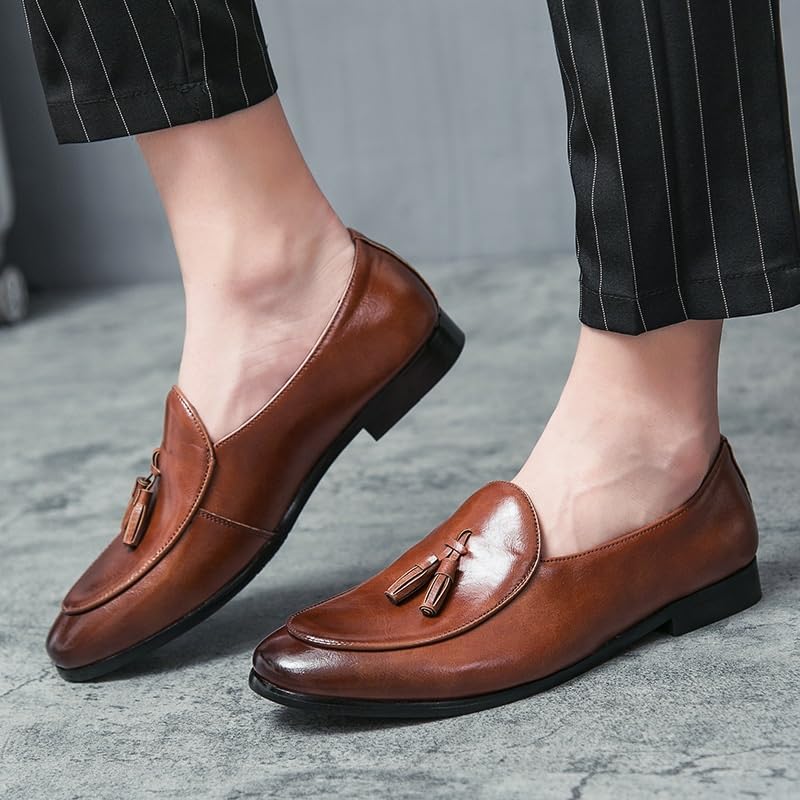 Men's Casual Leather Shoes Fashion Sneakers Slip On Handmade Male Loafers Walking Driving Shoes for Men2