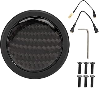 KIMISS Steering Wheel Button, Carbon Fiber Steering Wheel Horn Push Button Kit for 6 Bolts for Sparco Steering Wheel Auto Car Modified Parts