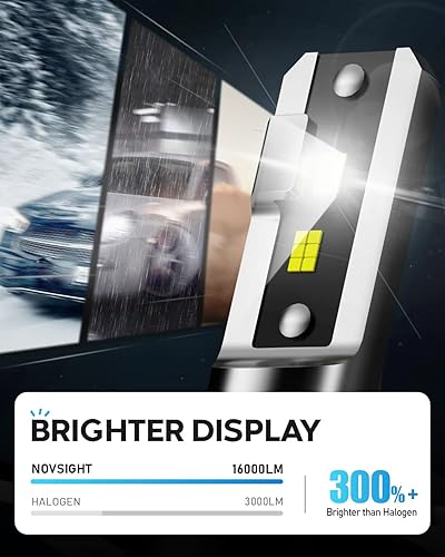Miniatura 5 de NOVSIGHT Bombillas antiniebla LED H49003HB2, 13000 lúmenes, 300% más brillante, luz alta y baja, 60 W 6500 K, blanco frío, reemplazo halógeno