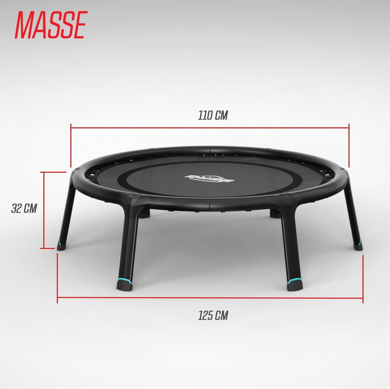 BERG Fitnesstrampolin 110 | Ø110 cm | Indoor Trampolin klappbar | Jumping Trampolin Fitness für Kraft | Cardio und Yoga | Mit Sicherheitsnetz