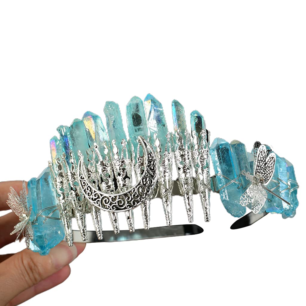 Corone in cristallo di quarzo con elegante copricapo decorativo diademi per capelli accessori per capelli al quarzo con