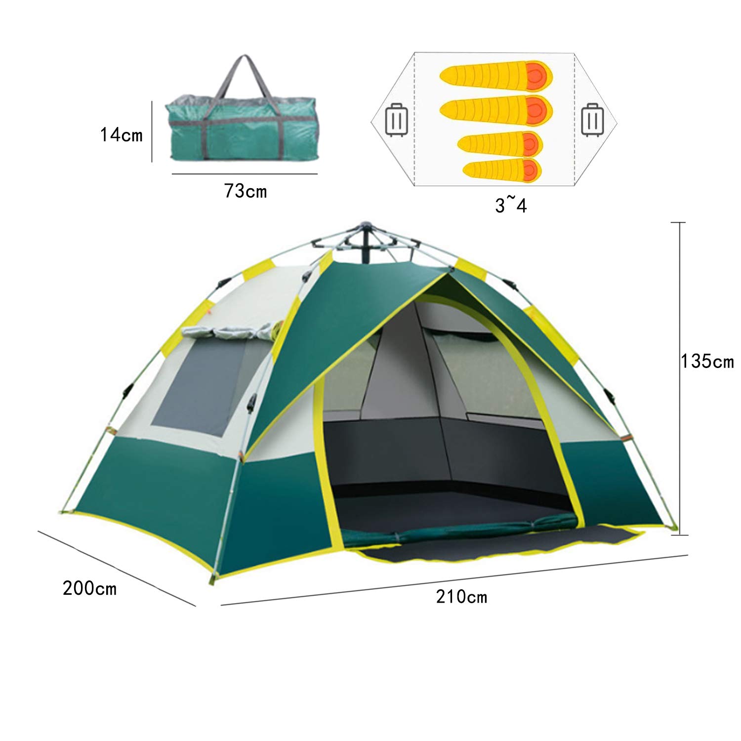 Amazon.co.jp: テントワンタッチ テントキャンプテント3～4人用