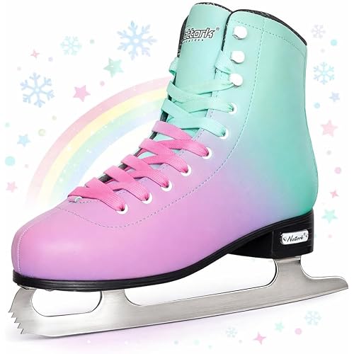 Nattork Figure Skates Excellence Stainless Steel Blades Ice Figure Skating with Enhanced Support Strength Performance and Ultimate Comfort for Youth and Adult