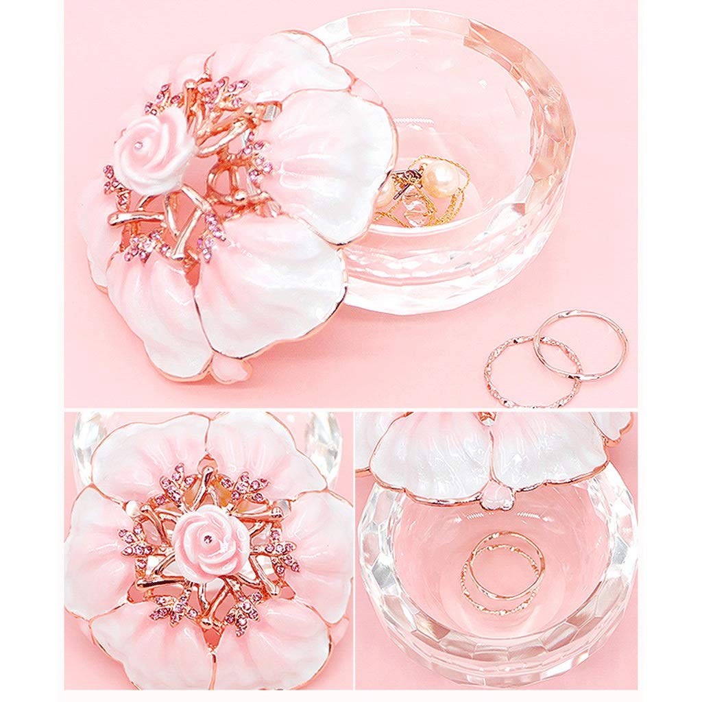 NZPOST Joyero de Cristal con Tapa de aleación de estaño, pequeño joyero, Organizador de Joyas, Anillos, Collares y Recuerdos.