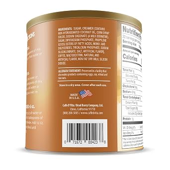 Caffe D'Vita Caramel Macchiato - Instant Coffee Powder Mix for Lattes, Gluten Free, No Cholesterol, No Hydrogenated Oils, Kosher-Dairy - 2 Lb Can