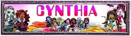 Monsters-Highs #1-10"x31" Personalized Name Poster with Hard Frame, Customize Name Sign, Birthday Party Banner