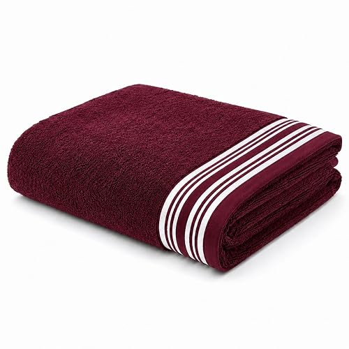 Kiyro Cotton Bath Towel for Men & Women | 500 GSM | Soft & Absorbent | Fade Resistant | Dark Blue | 70x140 cm (Maroon)