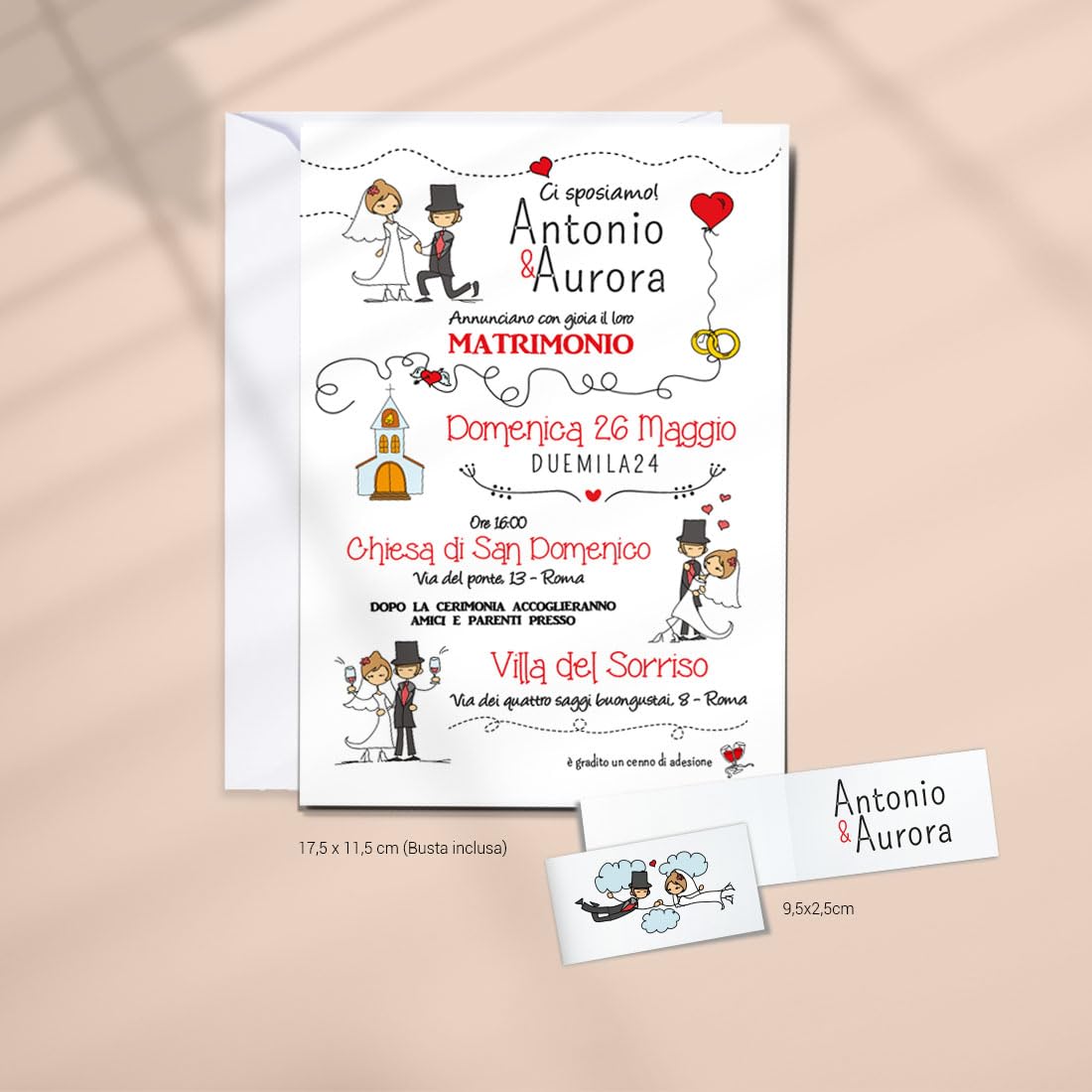 Partecipazioni Matrimonio “Wedding Sky Classic” - Set completi da 25-50 -100 (50)