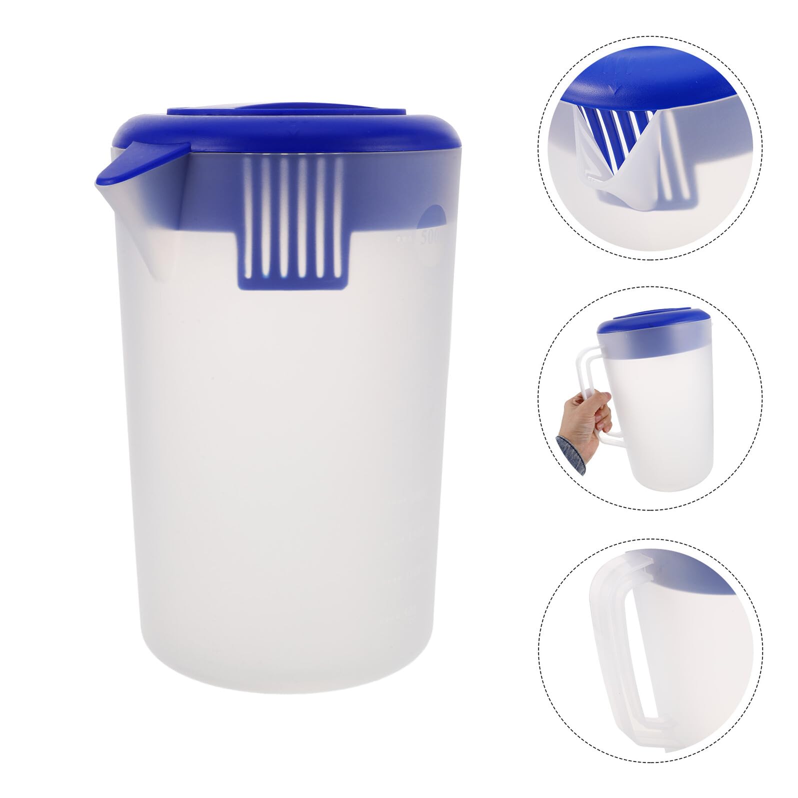 Caraffa Plastica Opaca con Manico Ergonomico e Misuratore Graduato Brocca Refrigerabile per Bevande Calde e Fredde Contenitore Resistente per Acqua e Tè