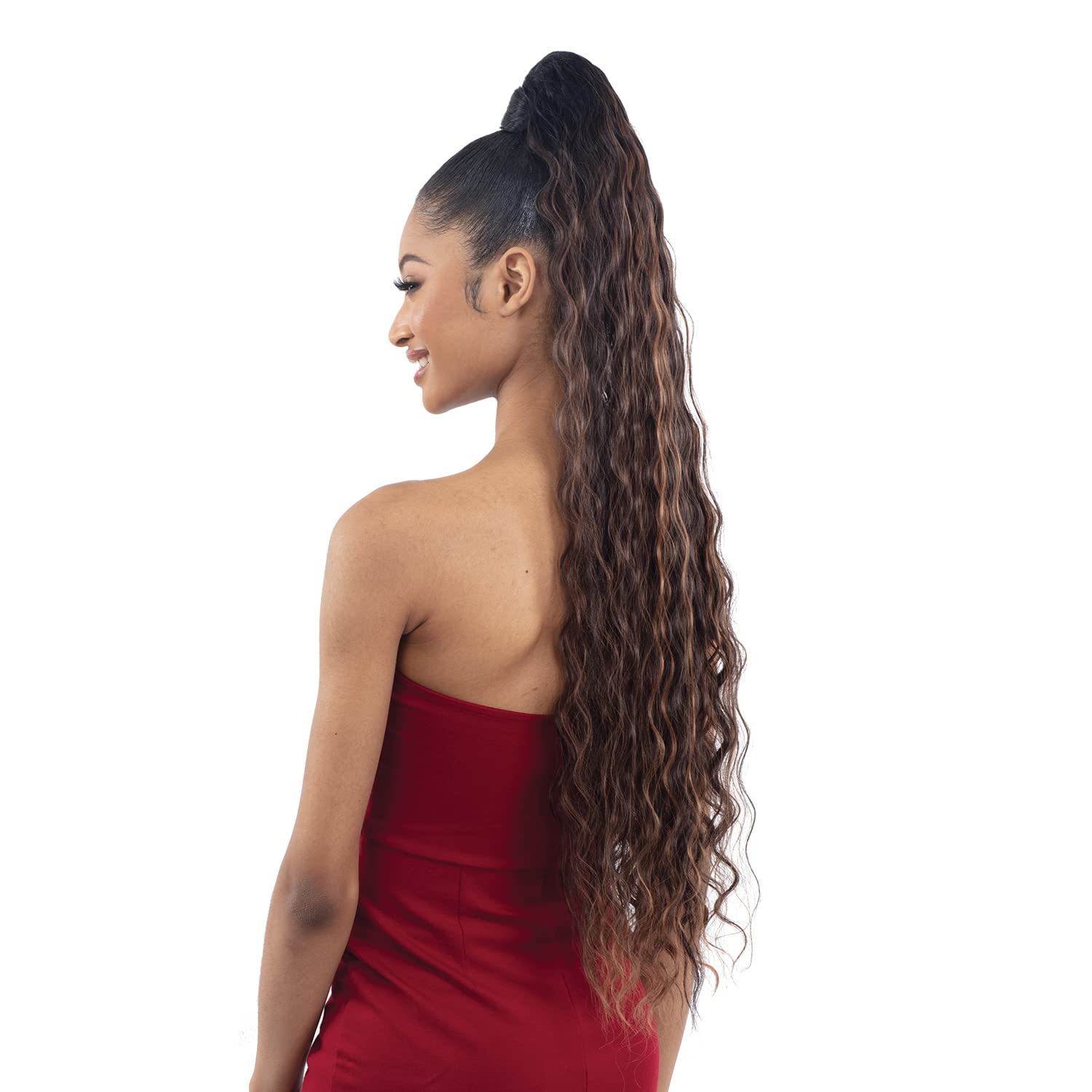 Milky Way Organique Pony Pro Easy Wrap Around Ponytail Crimped 36" (2)