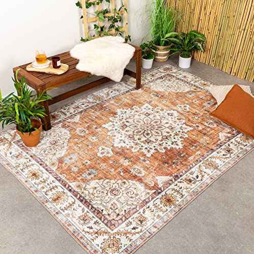 FRAAI | Home & Living In- & Outdoor Teppich Vintage - Santo Medaillon Terrakotta - 80x150cm...