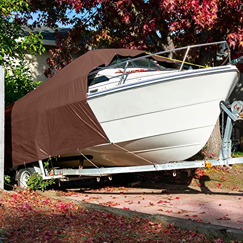 Ateret 10' X 10' Super Heavy Duty 16 Mil Brown Poly Tarp Cover - Uv Resistant, Thick Waterproof, Rip And Tear Proof Tarpaulin With Grommets And Reinforced Edges #TOP4